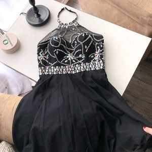 Elegant Black Halter Prom Dress